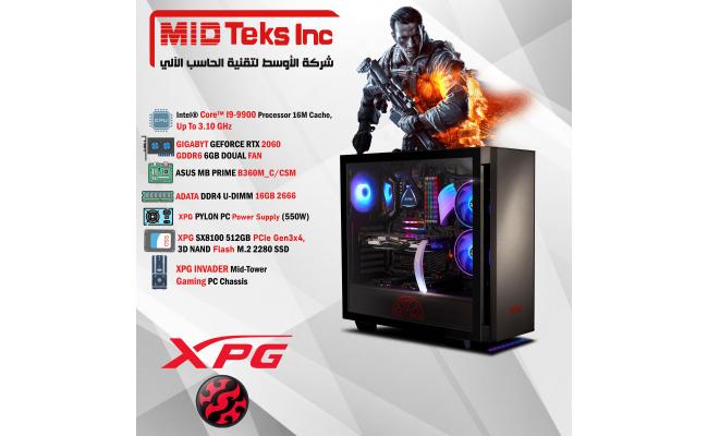 Gaming Desktop (MID-29) , CPU INTEL I9-9900, DDR4 /16GB) ,SSD 512 GB, RTX 2060,ASUS MB B360M,XPG PYLON 550W,XPG INVADER PC Chassis (Black)